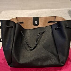 Barneys New York Black Leather Tote Bag